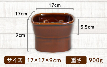 美濃焼　陶器製ペット用フードボウル【早食い防止 高台フードボウル(大/ブラウン)pet111】【1427443】