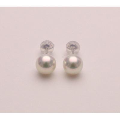 ふるさと納税 長崎市 アコヤ真珠ピアス 7.5-8.0mm【K14WG】
