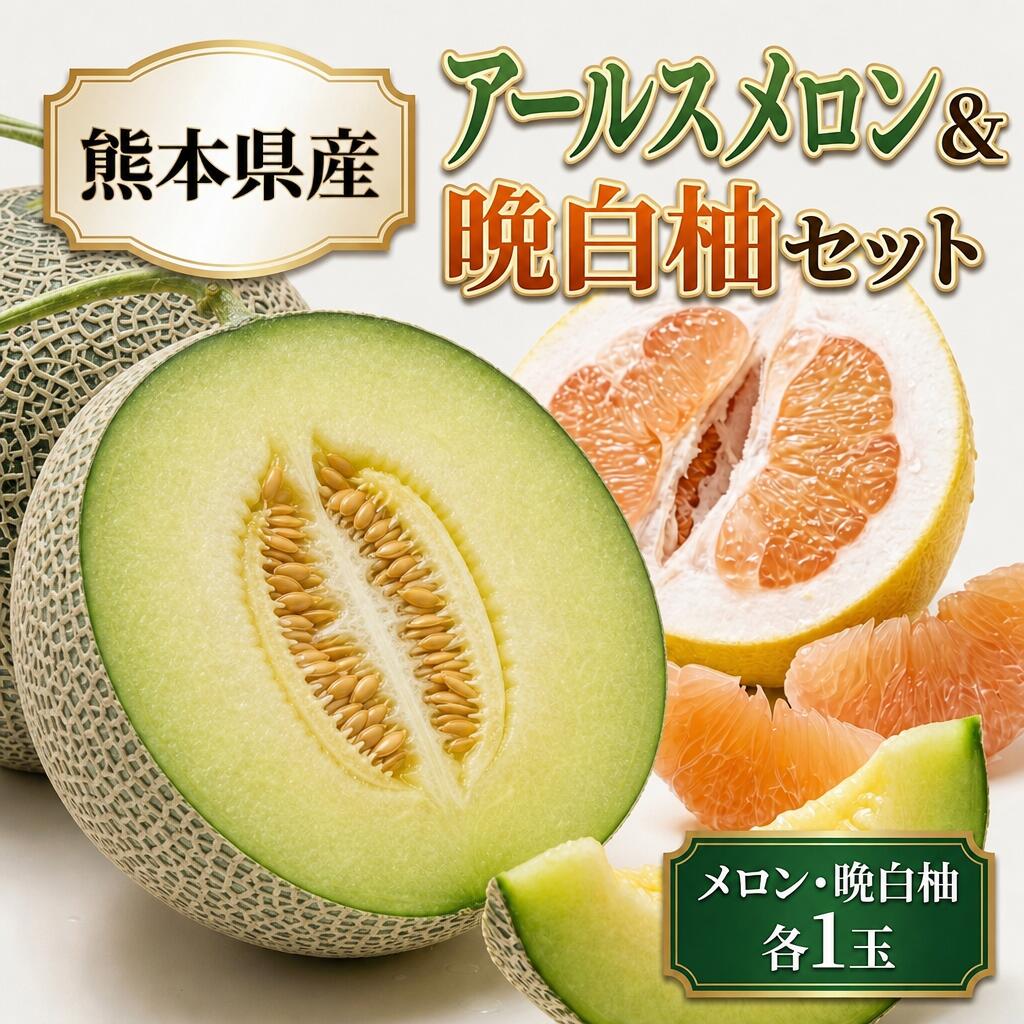 【ふるさと納税】アールスメロン（1玉）＆晩白柚1玉 セット メロン めろん 晩白柚 柑橘 くだもの 果物 果実 フルーツ デザート 贈答 贈り物 ギフト 熊本県産 国産 九州 熊本県 送料無料 【2026年12月上旬発送開始】