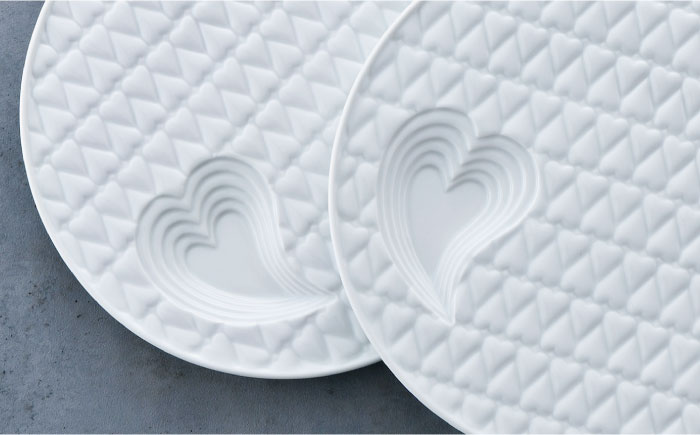 【波佐見焼】ハートフル キルティング プレート 2枚セット【丹心窯】 [AB35]