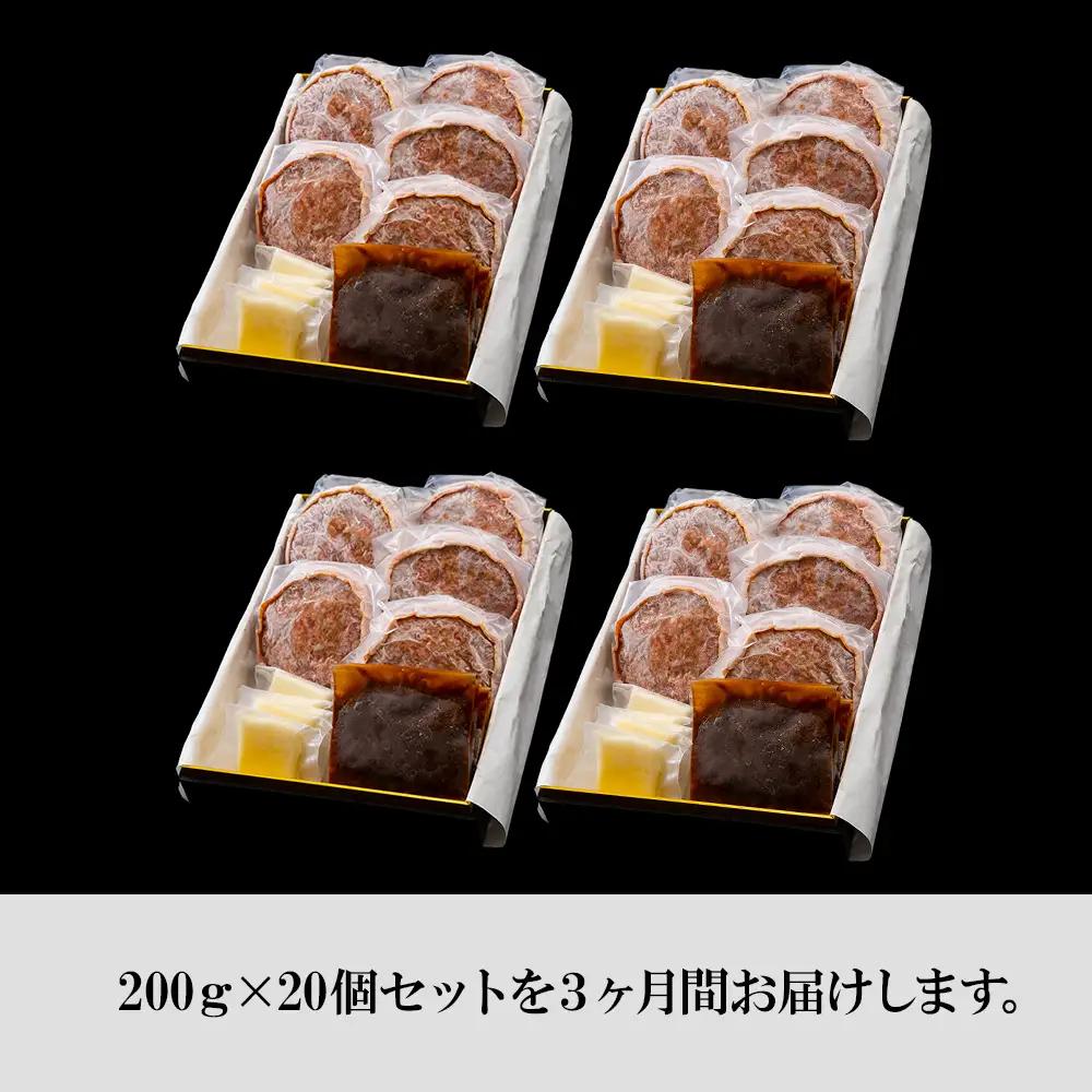 定期便3カ月 お楽しみ 白老牛 Ｗチーズ ハンバーグ セット 20個 BY094