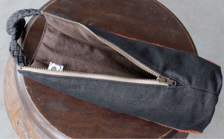 ヤシラミ花織 ワインバッグ 格子モダン （焦茶・濃オレンジ系織物） ボトルバッグ ワインケース ワインクーラー 保冷 おしゃれ 沖縄市 / FABRIC SHOP MINAMI [BCCS003-02