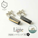 【ふるさと納税】【美濃焼】 Ligne -リーヌ- イヤリング M 〈黒〉 【七窯社】 アクセサリー おしゃれ [TAP041]