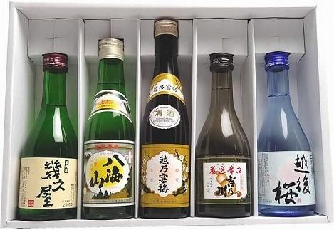 人気銘柄越乃寒梅・八海山入り！新潟有名地酒 飲み比べ 300ml 5本