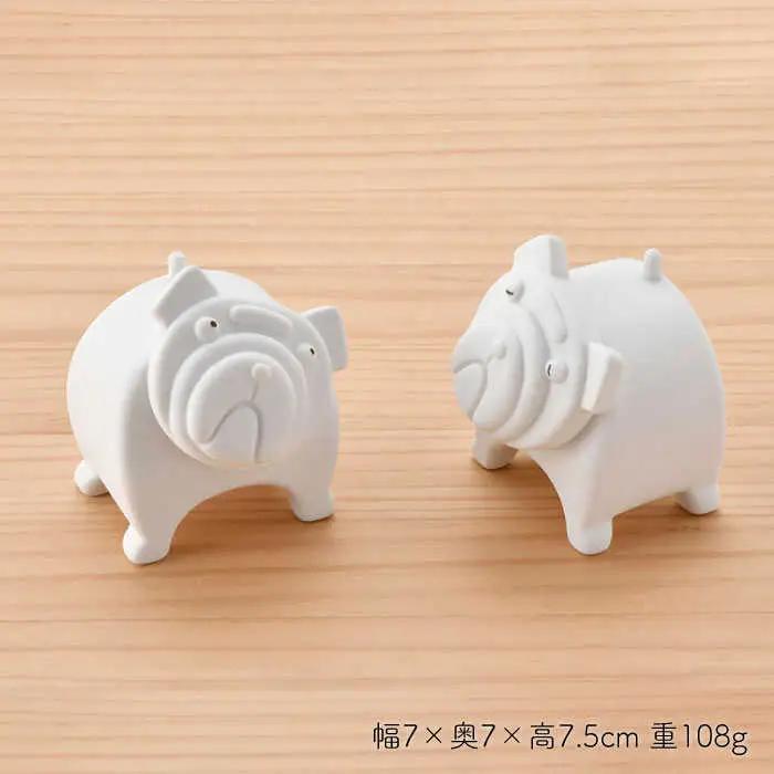 【波佐見焼】 置物 ・ブルドッグ（ペア）（無釉・つや無し） インテリア 陶器 雑貨 【アトリエやま】 [RE09]  波佐見焼