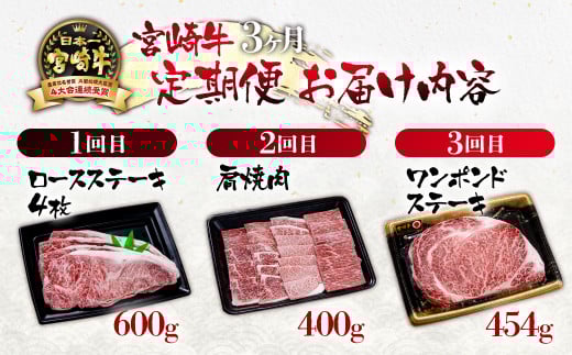 宮崎牛 A４～A5等級 3ケ月定期便 ステーキ 焼肉 牛肉 4等級以上 内閣総理大臣賞4連覇＜7-2＞定期便 牛肉 【日本ハム】