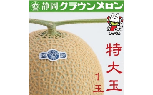 ＜通年出荷＞クラウンメロン(白等級)特大玉　1玉　化粧箱入_ メロン クラウンメロン めろん 化粧箱 1玉 果物 くだもの フルーツ 甘い デザート 産直 産地直送 贈答 ギフト プレゼント 静岡県 送料無料 【1416433】