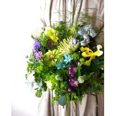 ふるさと納税 高知市 【毎月定期便】生花ナチュラル花束 ブーケ初回花瓶付【CG018】全12回 |  | 02