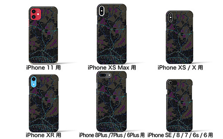 【川西】地図柄iPhoneケース（バックカバータイプ・ブラック） iPhone XR 用［No.325-17］