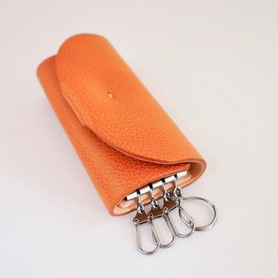 ふるさと納税 七尾市 【本革】キーケース/4連キーリング付/キャメル/ハンドメイド