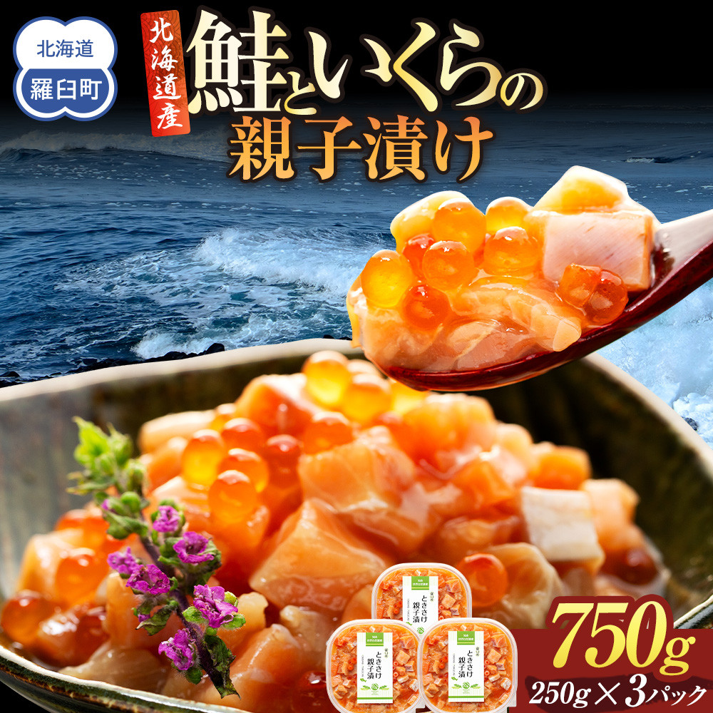 【2025年11月発送】北海道産 鮭といくらの親子漬け 750g （250g × 3パック） 小分け 国産 北海道 羅臼 サケ さけ シャケ しゃけ イクラ 魚卵 鮭卵 醤油漬け しょうゆ漬け 親子丼 海鮮丼 ご飯のお供 おかず おつまみ 一人暮らし おすそわけ 魚介類 生産者 支援 応援