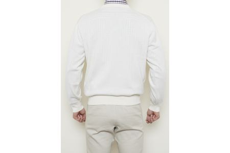 日本製 カシミヤ100% Vセーター 白 Sサイズ [2512]