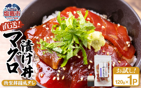 【直送マグロ使用】お試し まぐろパック 特製韓国風タレ付き 120ｇ×1パック 塩竈市 塩釜 TUNA まぐろ屋やまもと | tu00002-1s