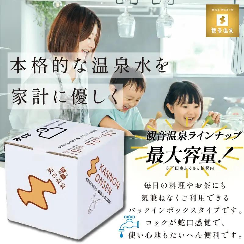 飲む温泉水 観音温泉 20L 1箱 定期便6回 毎月 バックインボックス