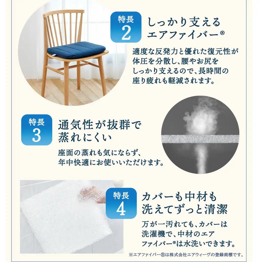 エアウィーヴ クッション オールシーズン対応 ぐっすり ホテル 安眠 健康 高反発 腰 肩 熟睡 寝具 寝心地 新生活 洗える 送料無料 体圧分散 大人気 日本製 国産  人気 妊婦 赤ちゃん ネイビ