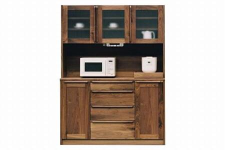 【幅140 奥行46 高さ186.2】アンリ140センチ幅オープンキッチン食器棚（ウォールナット）