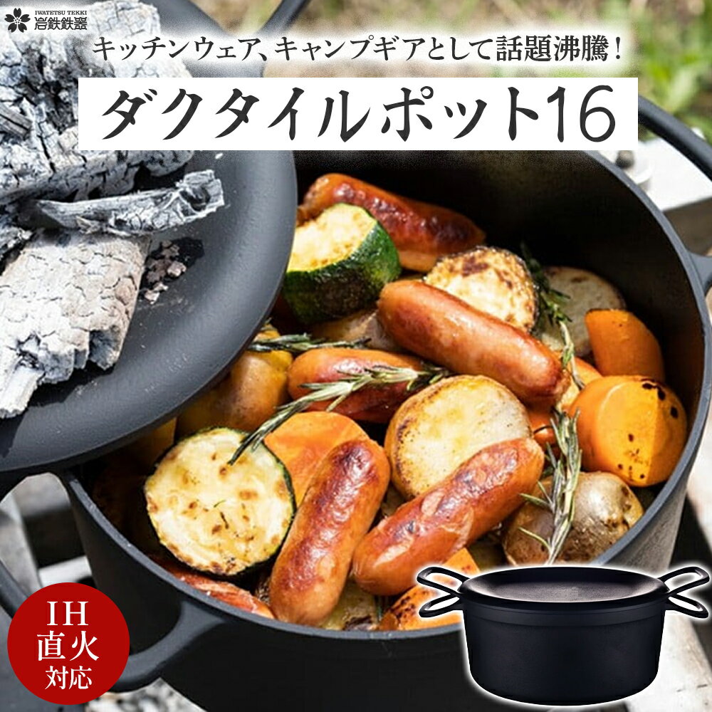【ふるさと納税】鉄 鍋 IH 直火 ガス 対応 16cm 岩鉄鉄器 ダクタイルポット16 岩手製鉄 日本製 調理器具 小さい鉄鍋 IH対応 キャンプギア キャンプ用品 アウトドア用品 アウトドア BBQ バーベキュー ソロキャン スキレット 鉄器 鉄フライパン キッチン 用品 日用品