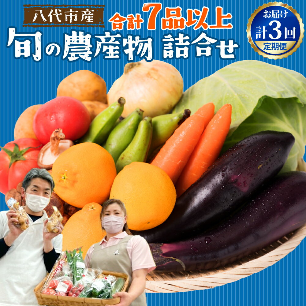 【ふるさと納税】【2ヶ月に1回お届け】【定期便3回】八代市産！旬の農産物詰合せ 復興 福袋 7品以上×3回 野菜 果実 果物 やさい くだもの フルーツ 合計7品目以上 セット 季節の野菜 季節の果実 春 夏 秋 冬 旬 おまかせ 定期 国産 八代市産 熊本県 送料無料