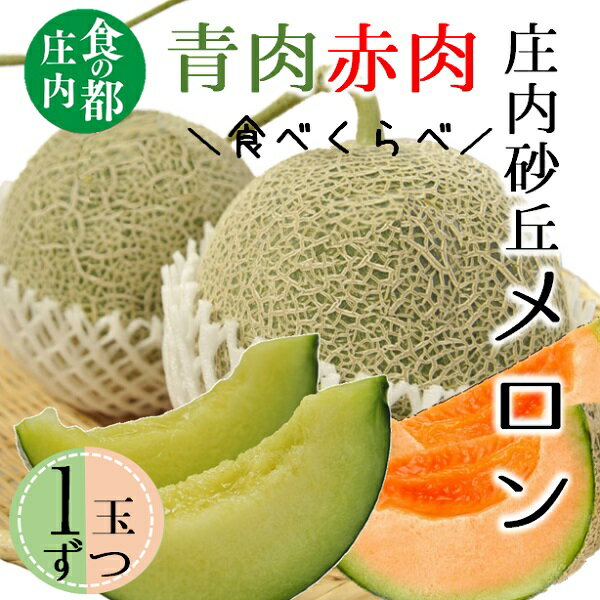 【ふるさと納税】【令和8年産】食の都庄内　庄内の青肉＆赤肉メロン（1玉ずつ）　※令和8年7月上旬～8月上旬頃まで（有限会社庄内旬青果）