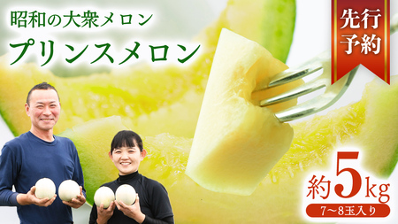 【 先行予約 5月下旬 以降発送 】【 令和6年産 】【 農家直送 】【 昭和の大衆メロン 】 プリンスメロン 1箱 約 5kg （ 7～8玉 入り） [AX020ya]