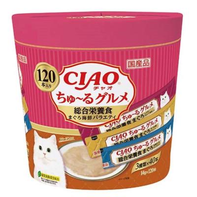 ふるさと納税 静岡市 いなば　猫・CIAOちゅ〜るグルメ　総合栄養食　まぐろ海鮮バラエティ　(14g×120本)×4箱