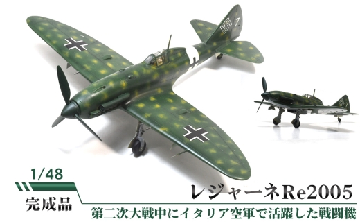 レジャーネRe2005 ／ 模型 レジャーネRe2005 戦闘機 イタリア空軍 ドイツ空軍塗装 航空模型 完成品 1/48スケール 柏木崇男 工房ウィングワン 手作り 塗装 自作部品 全幅23cm 全長18cm 常温便 No.852