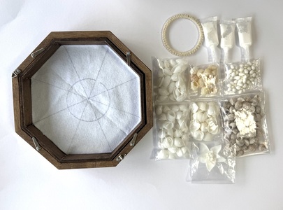 「手作りキット」貝がらで作る工芸品※約20cm　手作りキット 貝がらアート セーラーズバレンタイン 木製 八角形フレーム 約20cm 天然貝がら オリジナル 伝統美術工芸 贈り物 結婚祝い [h082