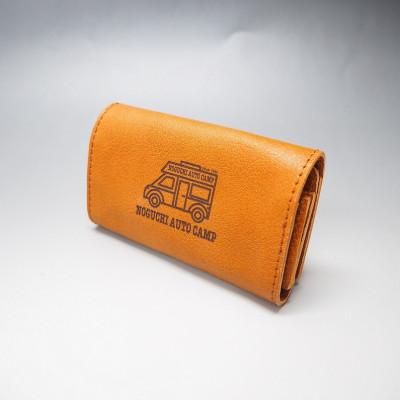 ふるさと納税 御坊市 キャンピングカーロゴがお洒落!　牛革二つ折り名刺入れ (野口オートキャンプ場協力)　ブラウン