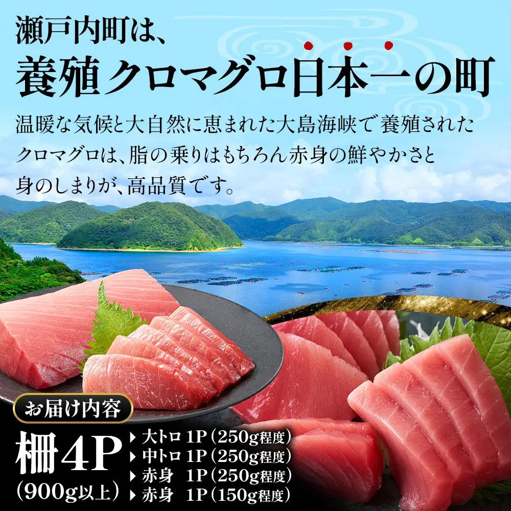 クロマグロ 黒マグロ 4柵セット 900g以上 大トロ 中トロ 赤身 冷凍 奄美大島産養殖