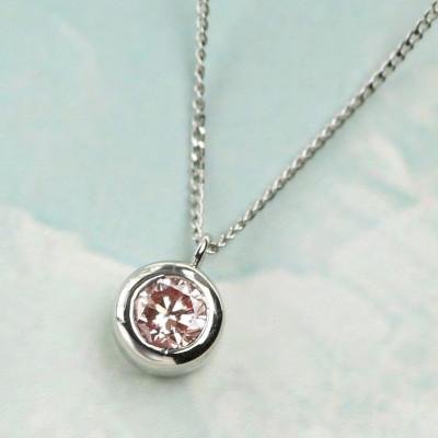 ふるさと納税 大津市 プラチナ900【0.2ct ラボピンクダイヤモンドネックレス】ふくりん留め 優しい輝き ペンダント
