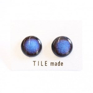 【美濃焼】 青錆むら タイル ピアス 直径15mm 瑞浪市 / TILEmade タイル アクセサリー ハンドメイド [AZCD047]