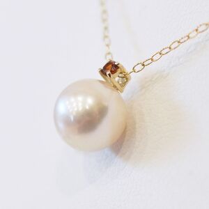 S101-501_あこや真珠 ペンダント ネックレス 8mm - 8.5mm ホワイトピンク 誕生石 １月 ガーネット 半貴石 本真珠 K18
