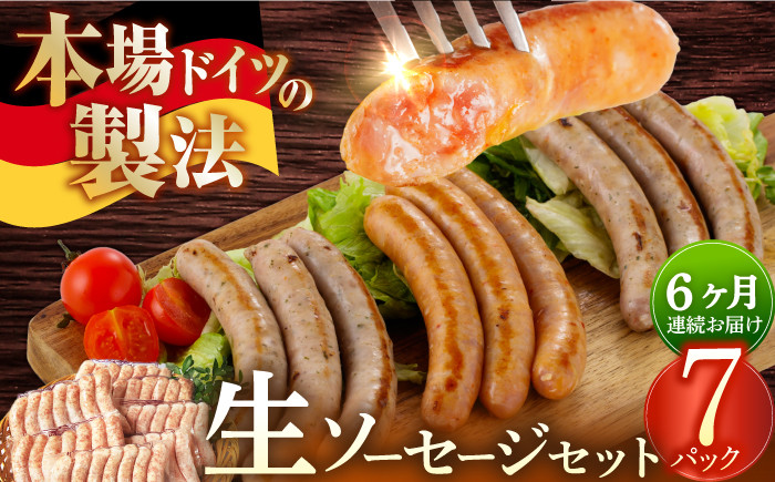 
            ソーセージ 【49本×6回定期便】生ソーセージ詰め合せ7本入り×7袋 ※無塩せき（亜硝酸ナトリウム不使用）/ 長与町 / 雪の浦手造りハム [EAM045]  国産ソーセージ ソーセージウインナー 冷凍 詰合せ 定期便
          