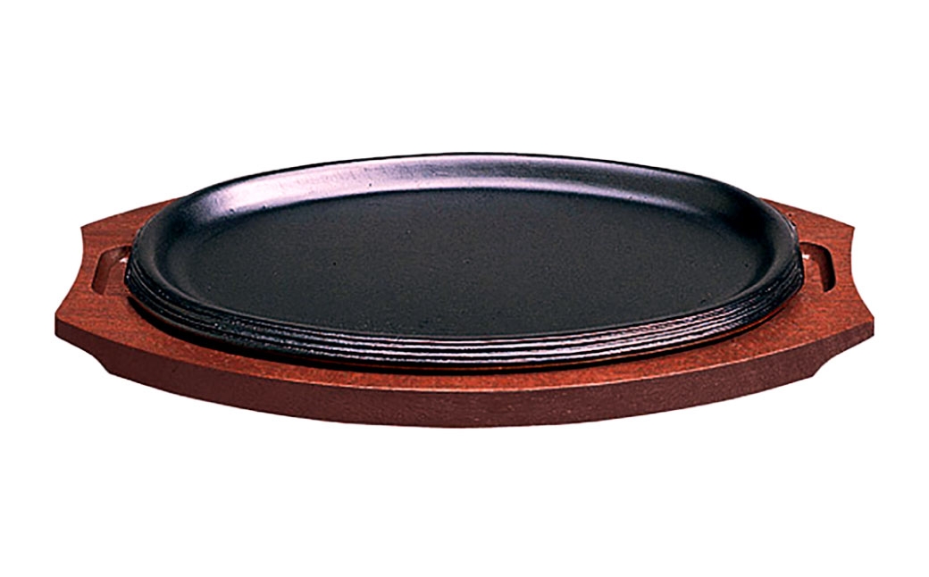 トキワ鉄器 ステーキ皿 （木台タイプ） ライン 27cm 323 くわな鋳物