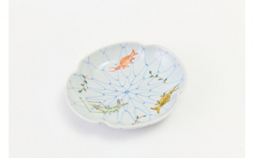 5寸モッコ型皿揃　網魚文（5枚組）