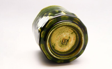 【瀬戸焼】織部面取湯呑 【山長陶苑】 / 湯呑 湯呑み 食器 和食器 / 瀬戸市[BBBH044]