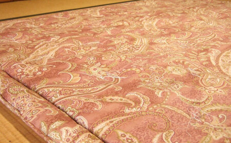 国産真綿100％使用 近江真綿 手引き布団 1.5kg シングル 【赤色】　滋賀県長浜市/小野商店[AQBN016]