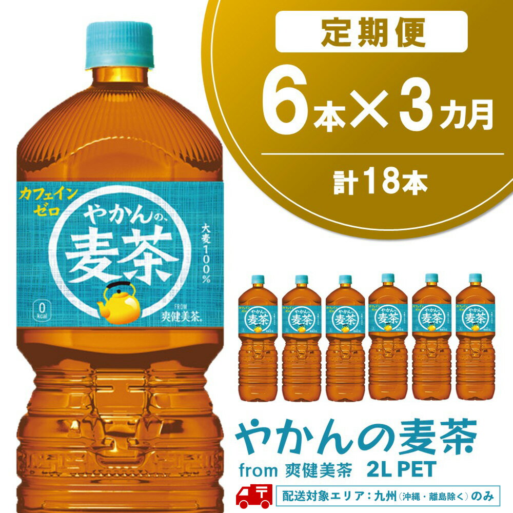 【ふるさと納税】【九州内配送】【3か月定期便】やかんの麦茶 from 爽健美茶 PET 2L (6本×3回)【麦茶 焙煎 夏バテ予防 熱中症対策 カフェインゼロ ミネラル 2L 2リットル ペットボトル ペット 常備 備蓄 スッキリ イベント】K090528