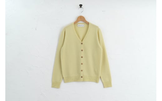Vネック カーディガン   度詰（L.イエロー）女性用サイズ:L(40)≪白田のカシミヤ≫