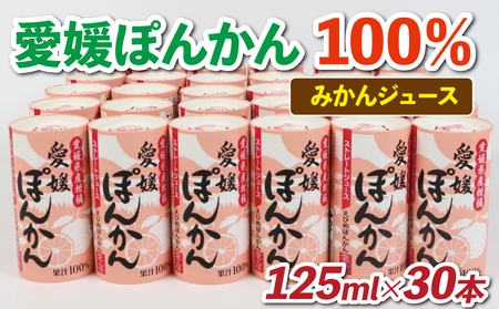 みかんジュース ぽんかん 100％ 125ml ×30本 愛工房 みかん ポンカン ジュース 100%ジュース 果汁100% 果汁 飲料 柑橘 蜜柑 小分け パック スイーツ オレンジジュース 果物 