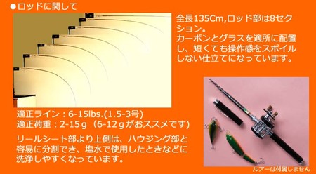 釣り竿 ダナイブロス・ベイトキャスティングリールset（オレンジ+ブラック）《30日以内に出荷予定(土日祝除く)》