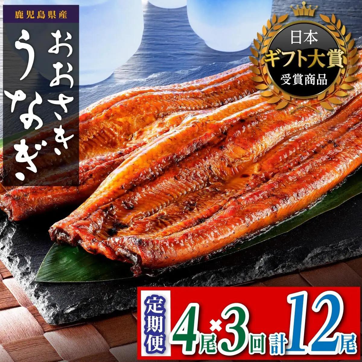 【定期便】おおさき うなぎ 鹿児島県産 うなぎ 長蒲焼4尾（全3回）合計12尾 | 国産 鰻 蒲焼 かばやき 魚 魚介 魚貝 海鮮 うな重 ひつまぶし ギフト 人気 おすすめ 鹿児島県 大崎町 大隅半島