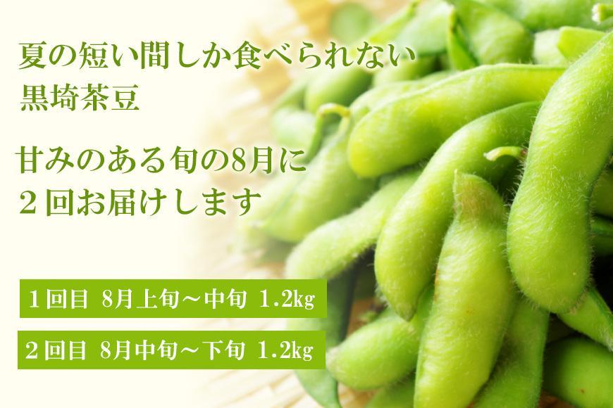 【２回お届け 定期便】 ＧＩ登録 くろさき茶豆1.2kg×２回  2024年8月発送