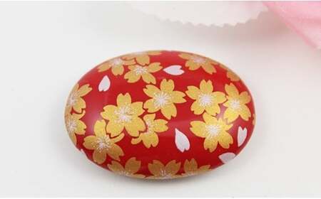 A15-40 有田焼帯留め 赤金桜紋様 有田焼アクセサリー二宮閑山