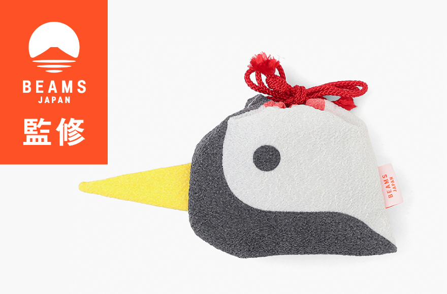 【BEAMS JAPAN】 COCHAE ちりめん巾着 鶴 舞鶴限定商品