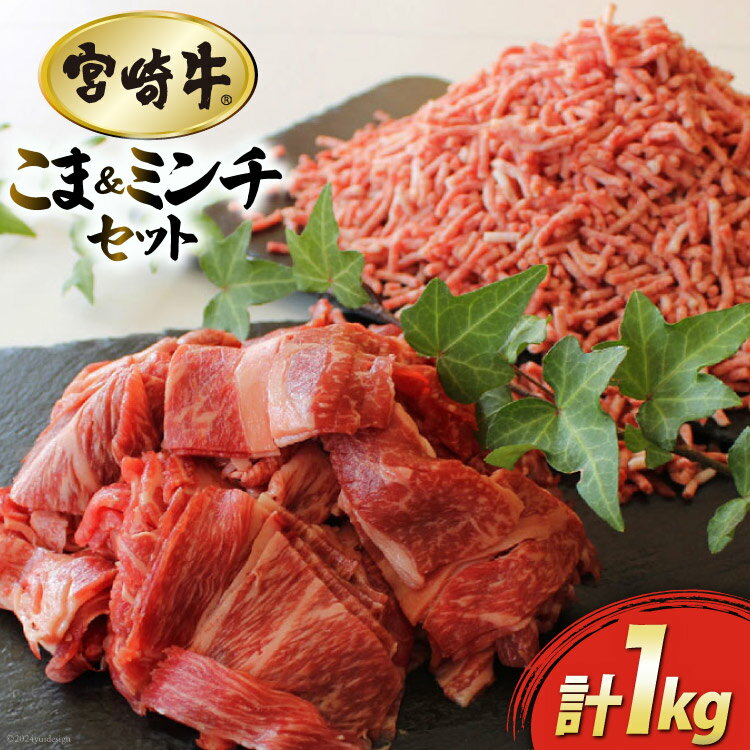 【ふるさと納税】 牛肉 宮崎牛 牛こま 400g & ミンチ 600g 計 1kg [マルミヤストア 宮崎県 美郷町 31ag0106] 肉 牛 牛小間 ひき肉 挽き肉 冷凍 詰め合わせ