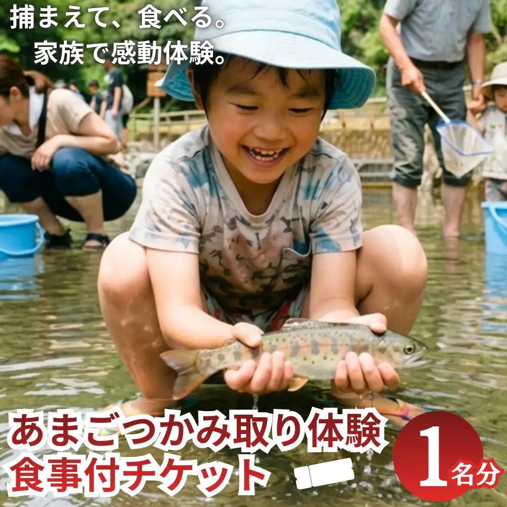 あまごつかみ取り 調理込み体験チケット 1名様分　唐揚げ塩焼き おにぎり付き 家族旅行 夏休み思い出作り あまご釣り