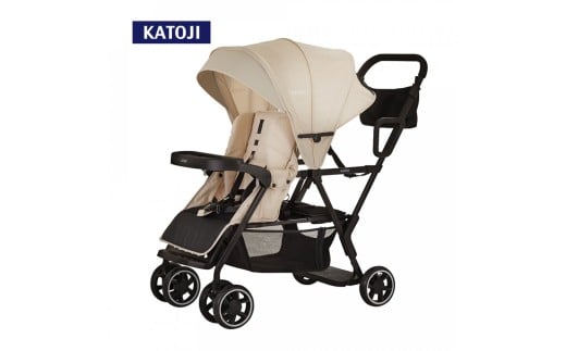 98-1_ベビーカー 二人でゴー（ベージュ）｜カトージ KATOJI ブランド 子育て お出かけ 2人乗り 二人乗り お散歩 子ども 子供 旅行 キッズ 兄弟 姉妹 コンパクト スタイリッシュ おしゃれ 赤ちゃん ベビー ベビーカー 2人でゴー