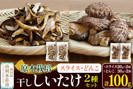 原木栽培 干ししいたけ 2種セット【スライス】20g×2袋【どんこ】30g×2袋