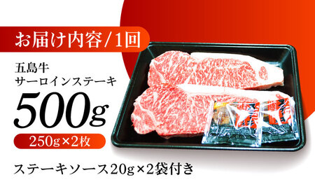 【6回定期便】五島牛 サーロインステーキ500g（250g×2枚） 五島市/肉のマルヒサ[PCV020] 